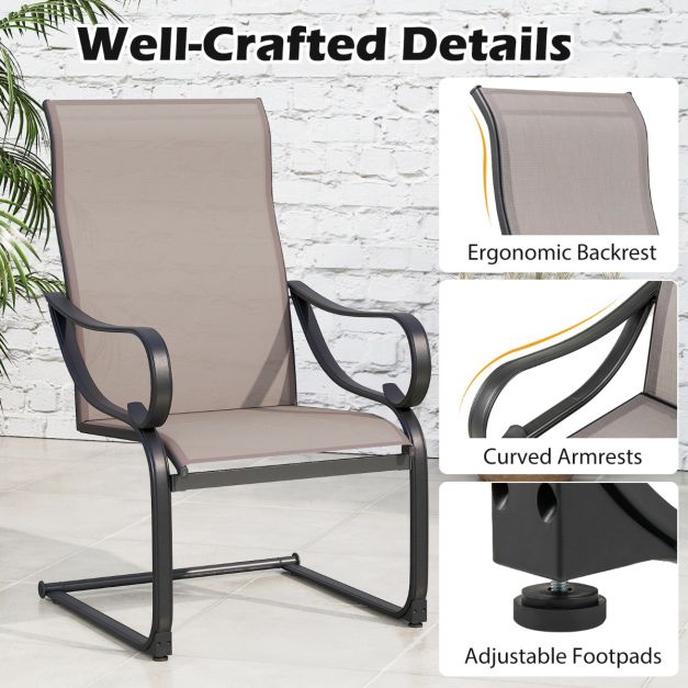 Set of 2 patio chairs with high backrest &amp; mesh seat rocking chairs