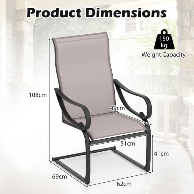 Set of 2 patio chairs with high backrest &amp; mesh seat rocking chairs