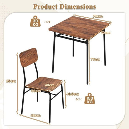 Dining Table Set for 2/4 with Metal Frame and Storage Rack-Coffee-Size 1