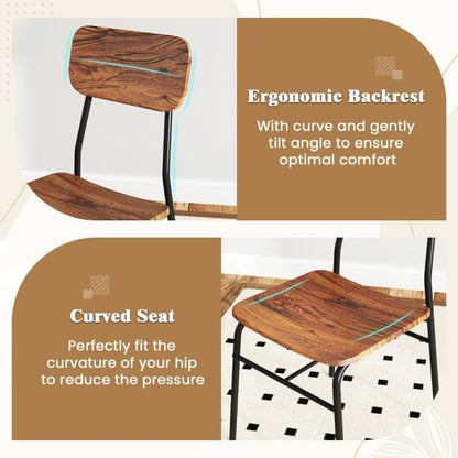 Dining Table Set for 2/4 with Metal Frame and Storage Rack-Coffee-Size 1