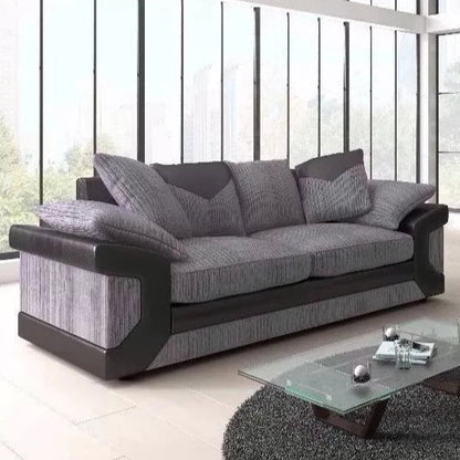 Dino Jumbo Cord Black and Grey Sofa Set