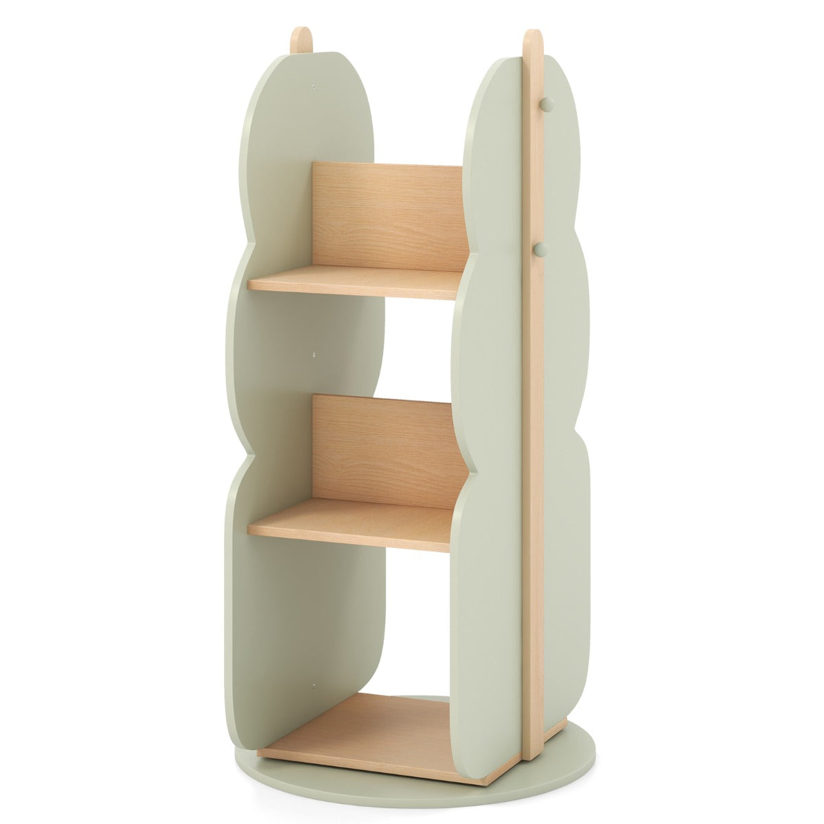 360¬∞ Display Corner Book Shelf with Side Hooks for Small Space-Green