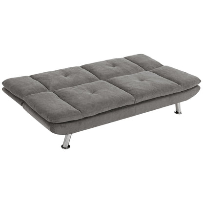 HOMCOM Convertible Sofa Bed, 3 Seater Futon Sofa with Adjustable Backrest, Wide Seat for Living Room, Small Space, Grey