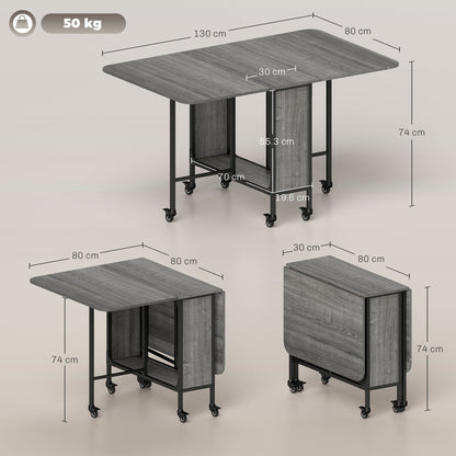 HOMCOM Six-Person Drop Leaf Dining Table - Grey/Black