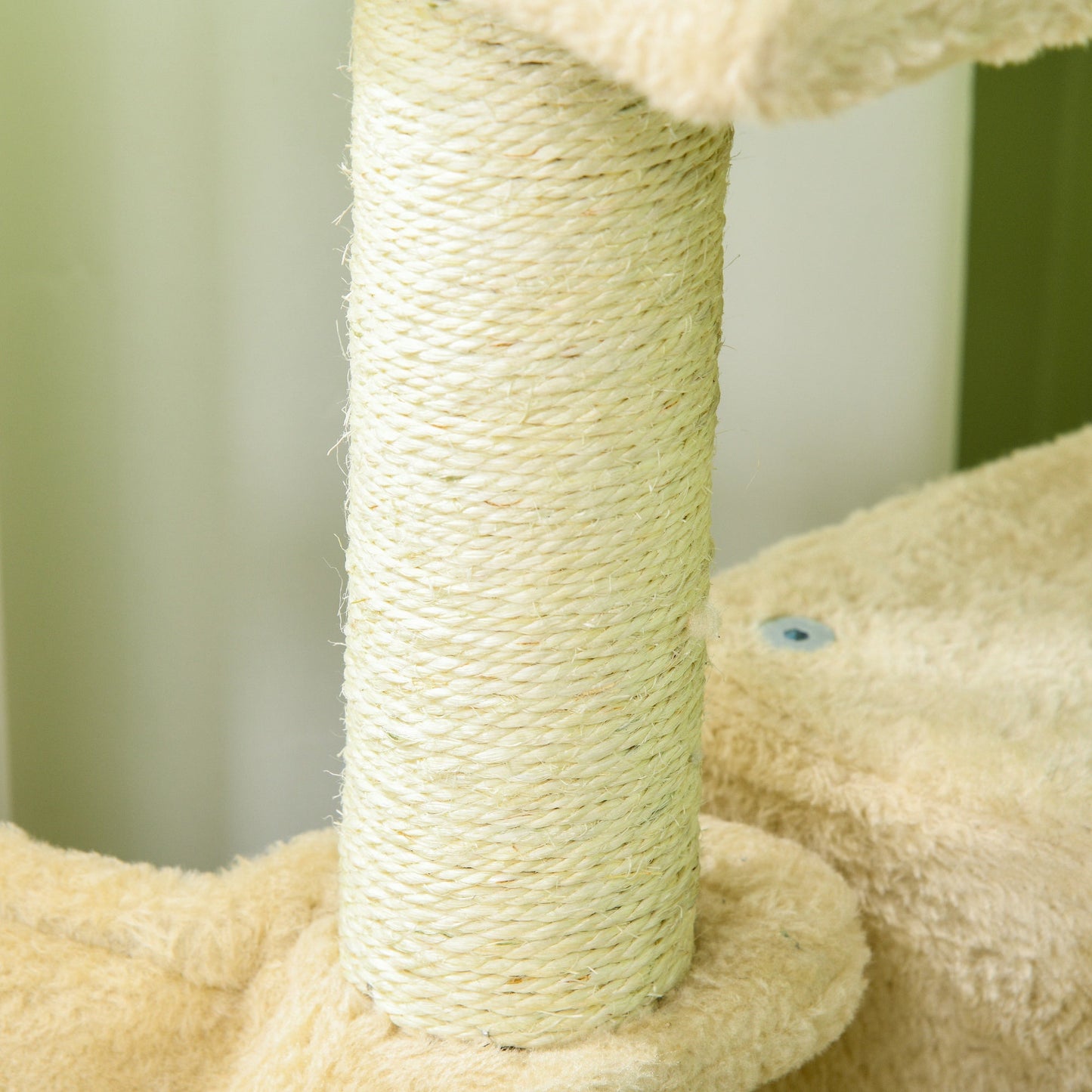 PawHut Sisal 100cm Cat Tree Tower with Sisal Scratching Post Cream White