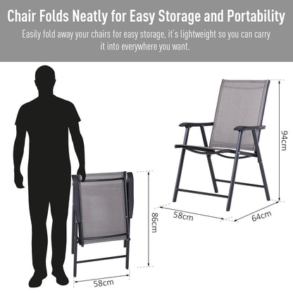 Outsunny Set of Six Folding Garden Chairs - Grey