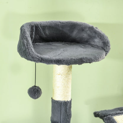 PawHut 177cm Cat Tree for Indoor Cats, Multi-level Kitten Climbing Tower with Scratching Posts, Condos, Hammock, Perches, Toy Ball, Dark Grey