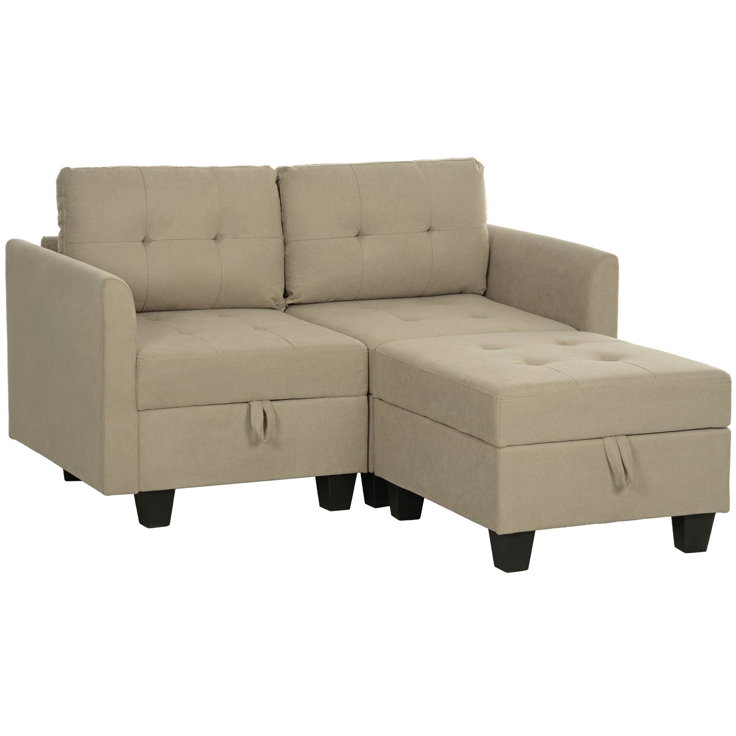 Sofa modułowa HOMCOM w kształcie litery L ze schowkiem - jasnobrązowa