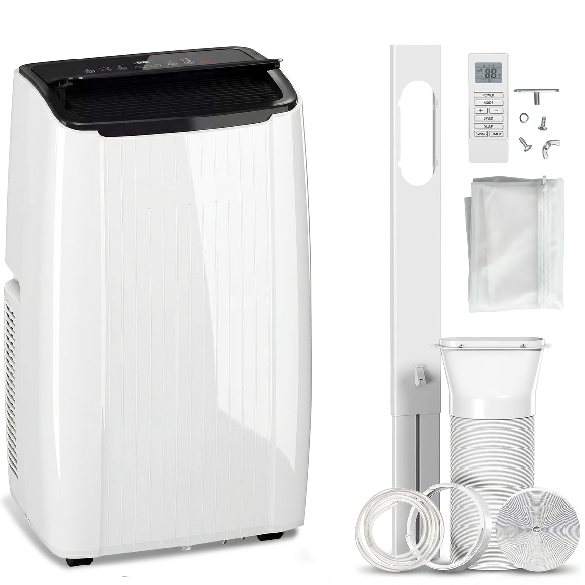 HOMCOM 12000 BTU 5-in-1 Portable Air Conditioner with Cool, Heat, Dehumidifier, Fan, Sleep, WiFi Voice Control, White