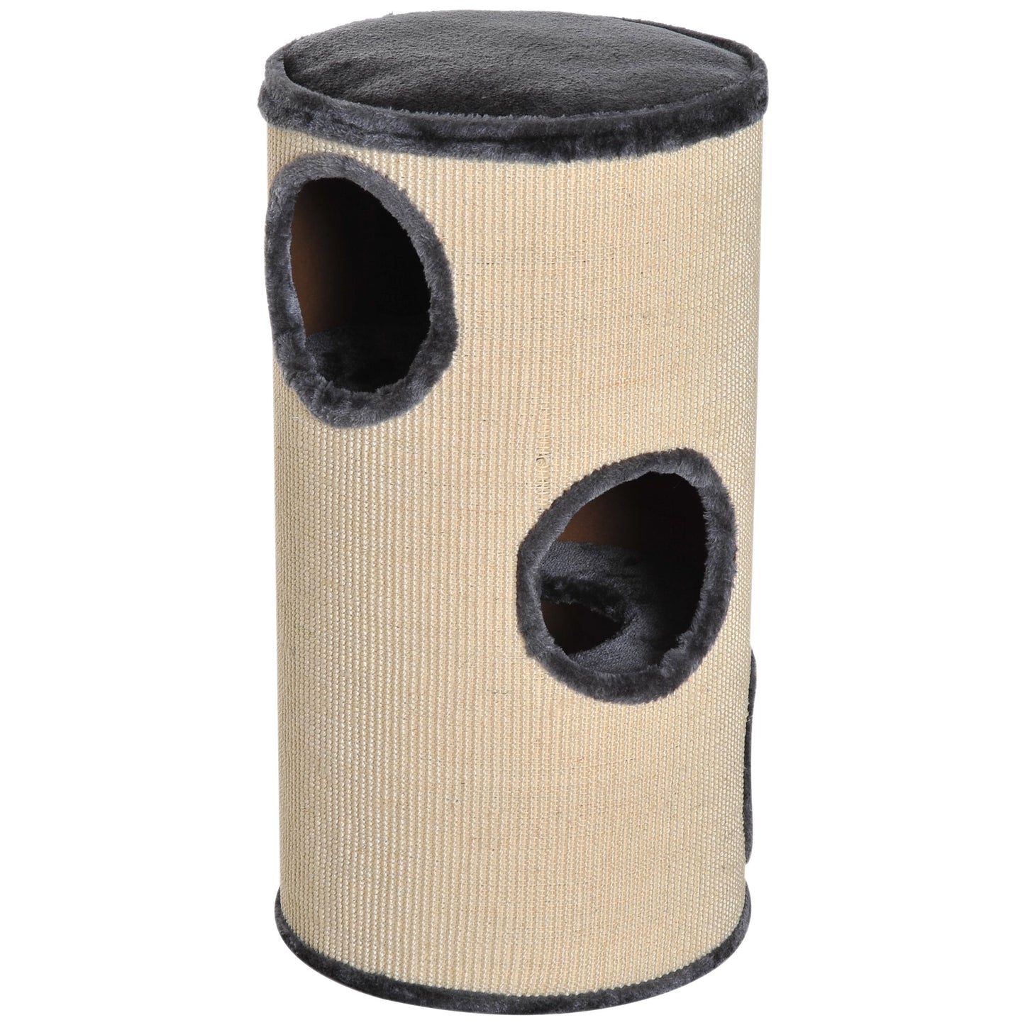 PawHut Cat Tree, Plush, Ф38x70H cm-Beige/Grey