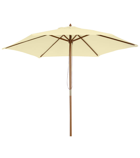 Outsunny 2.5m Wood Garden Parasol in Cream White