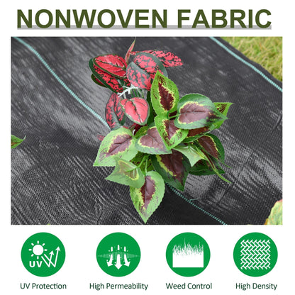 Outsunny 2m x 50m Weed Control Membrane, Heavy Duty Weed Control Barrier Fabric, 90gsm Ground Cover for Patios, Garden, Flower beds, Landscaping