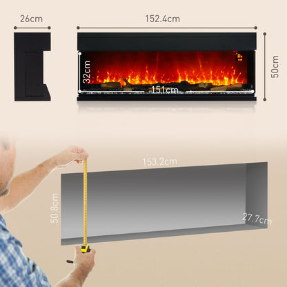 HOMCOM 1800W 15-40√¢‚Äû∆í Regulowany płomień szklany panel konwektorowy, 152 cm