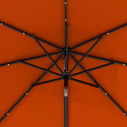 Outsunny 2.7m Outdoor Patio Garden Umbrella Parasol with Tilt Crank and 24 LEDs Lights, Orange