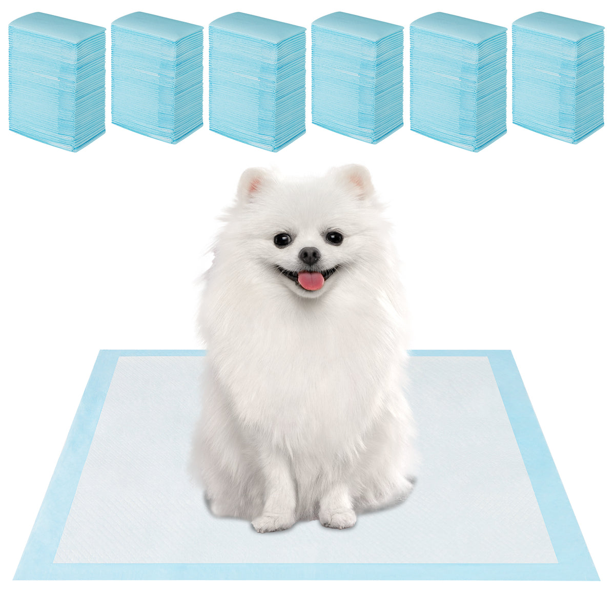 Dog and Puppy Pee Pads 60 x 43 cm(300 Counts) 6-Layer Leak-Proof Pet Pads-Blue