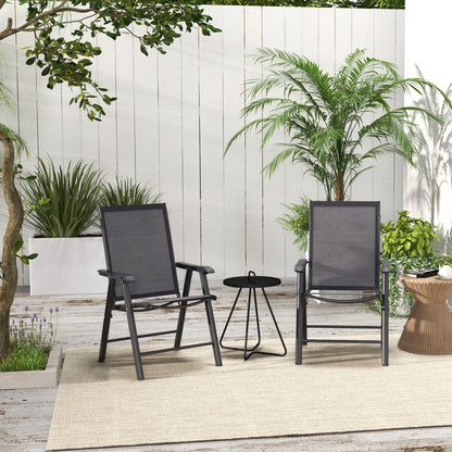 Outsunny Set of Two Folding Garden Chairs - Dark Grey