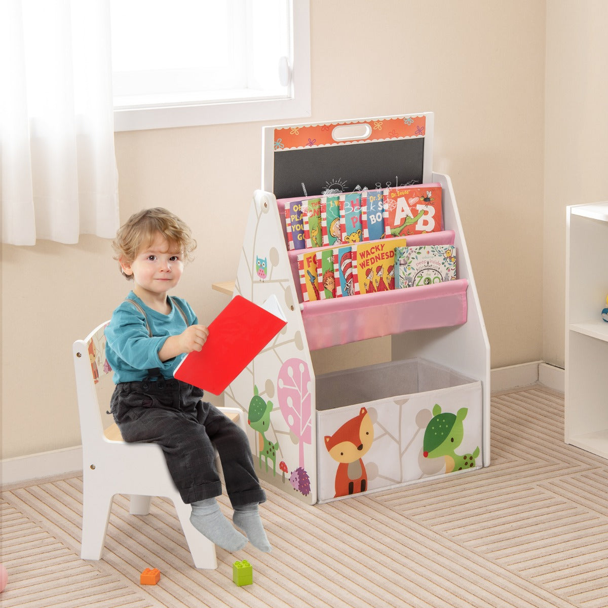 Double-Sided Kids Art Easel and Play Station for Boys Girls-White