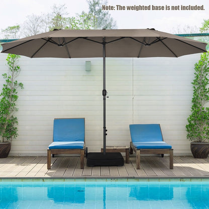 460cm Double-Sided Patio Umbrella with Hand-Crank System and Air Vents-Coffee