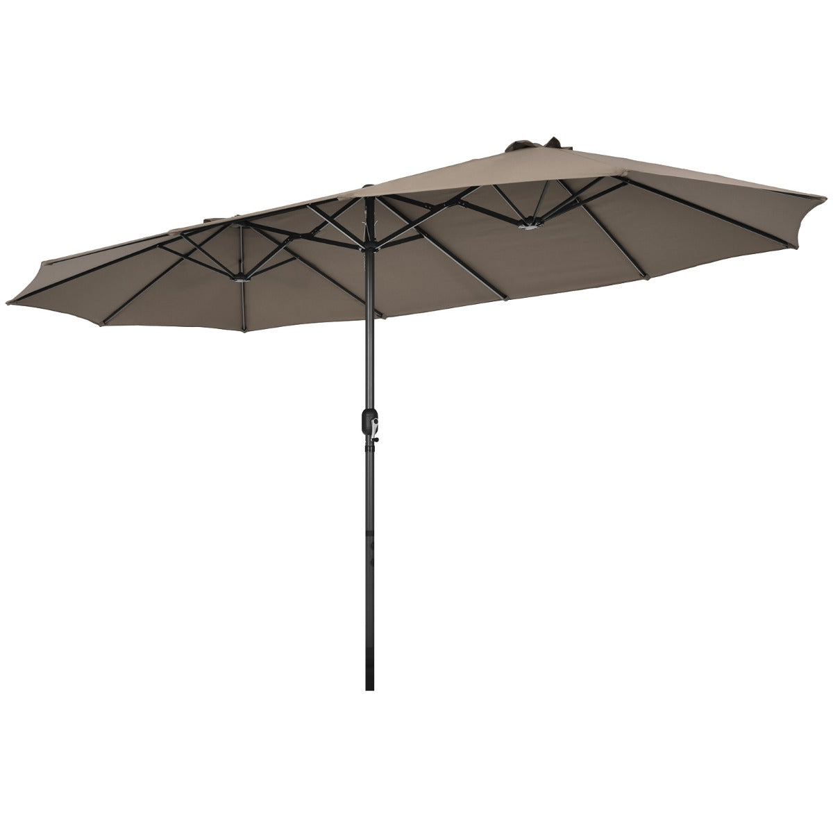 460cm Double-Sided Patio Umbrella with Hand-Crank System and Air Vents-Coffee