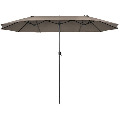 460cm Double-Sided Patio Umbrella with Hand-Crank System and Air Vents-Coffee