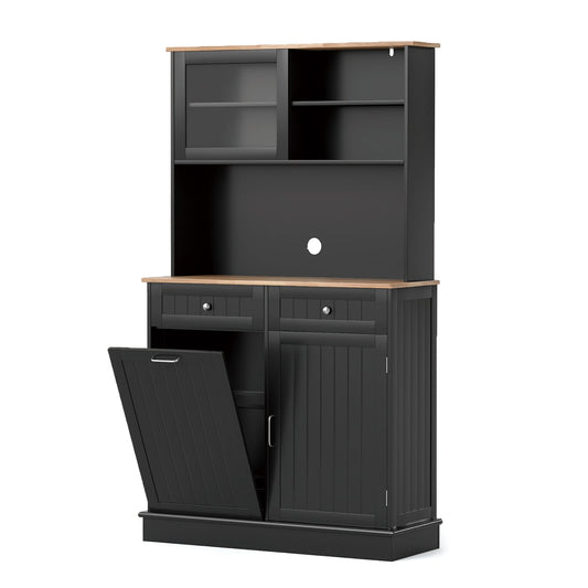 Double Tilt Out Trash Cabinet in Black