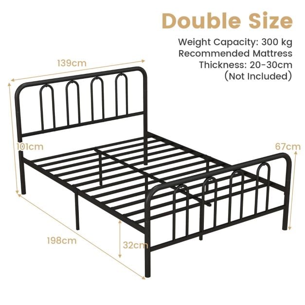 Double/King Size Metal Bed Frame with Headboard and Footboard-Double Size