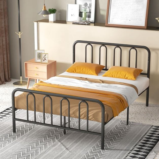 Double/King Size Metal Bed Frame with Headboard and Footboard-Double Size