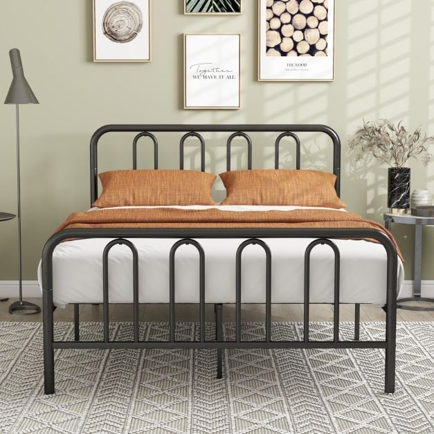 Double/King Size Metal Bed Frame with Headboard and Footboard-Double Size