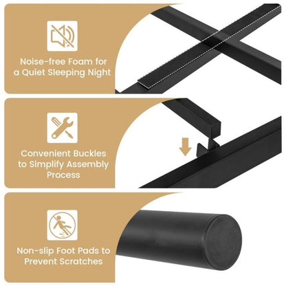 Double/King Size Metal Bed Frame with Headboard and Footboard-Double Size
