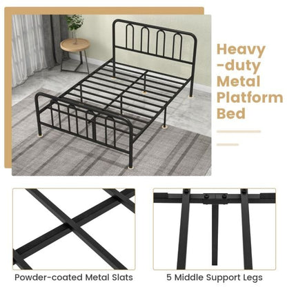 Double/King Size Metal Bed Frame with Headboard and Footboard-Double Size