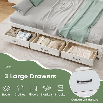 Single/Double Daybed Frame with 3 Storage Drawers-Double Size