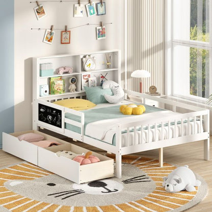 Single/Double Size Bed Frame with 2 Storage Drawers White-Double Size