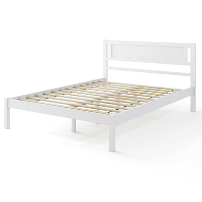 Double Size Wood Bed Frame with Headboard with Wooden Slats Support-Full Size