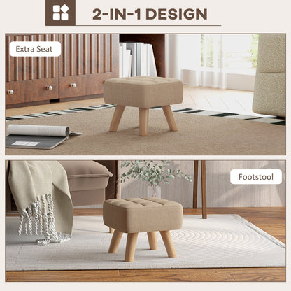 Podnóżek HOMCOM Linen-Look Square Padded - brązowy