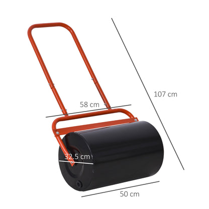Outsunny 38L Fillable Cylinder Steel Lawn Roller - Red