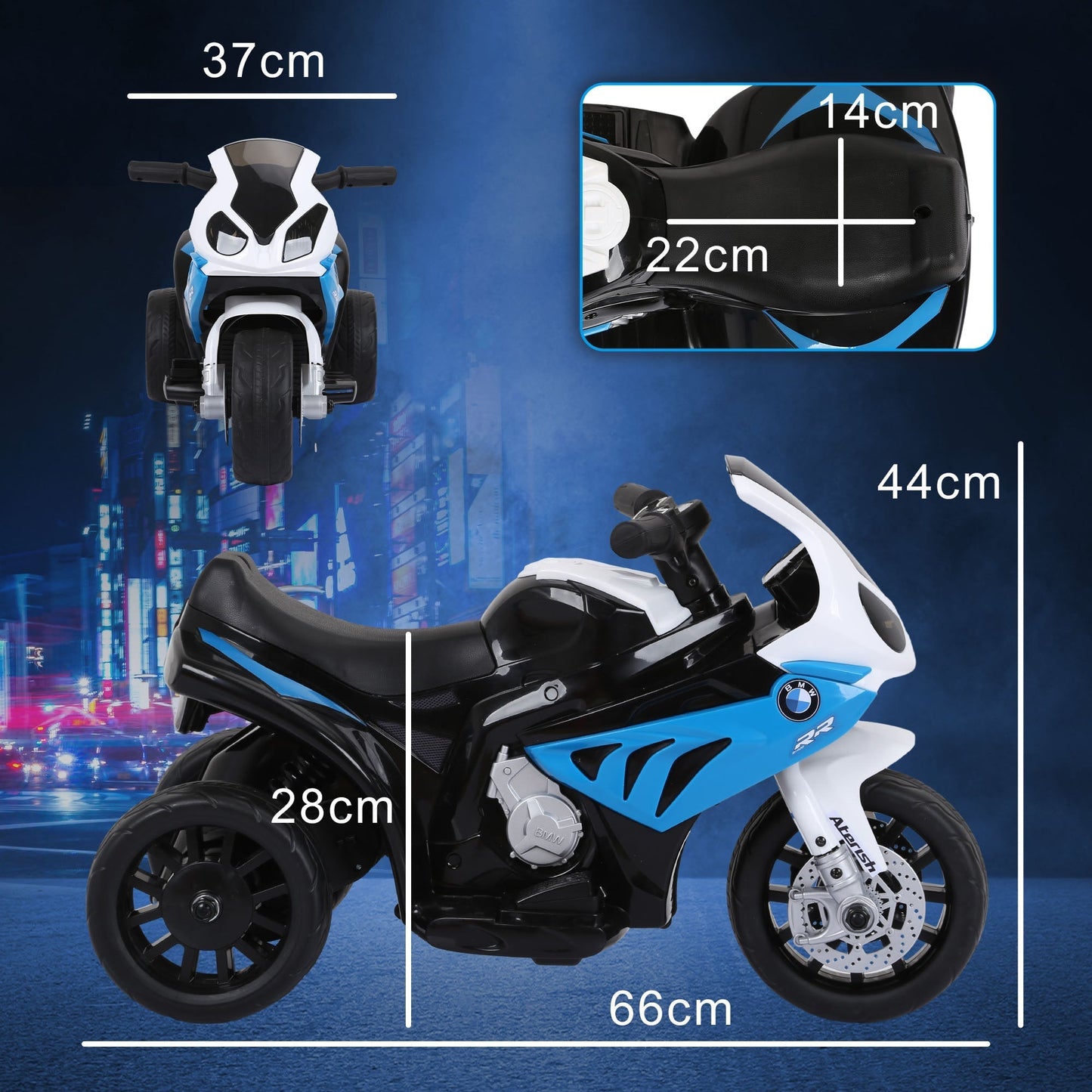 HOMCOM Electric Motorbike for Kids Ride on BMW Motorbike W/Headlights and Music, 6V, Blue