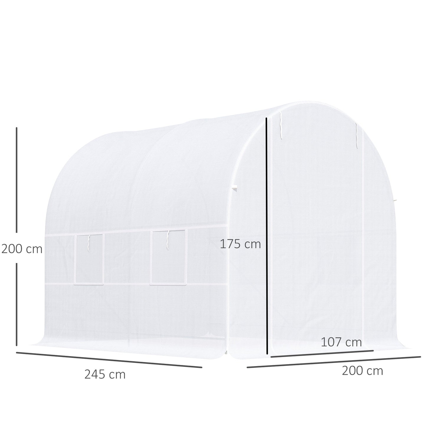 Outsunny 2.5 x 2 x 2 m إطار فولاذي مجلفن كبير في الهواء الطلق حديقة نفق بولي دفيئة - أبيض