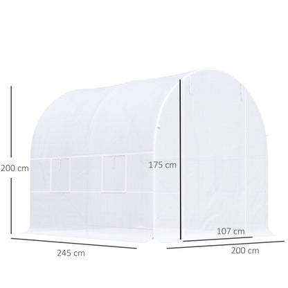 Outsunny 2.5 x 2 x 2 m إطار فولاذي مجلفن كبير في الهواء الطلق حديقة نفق بولي دفيئة - أبيض