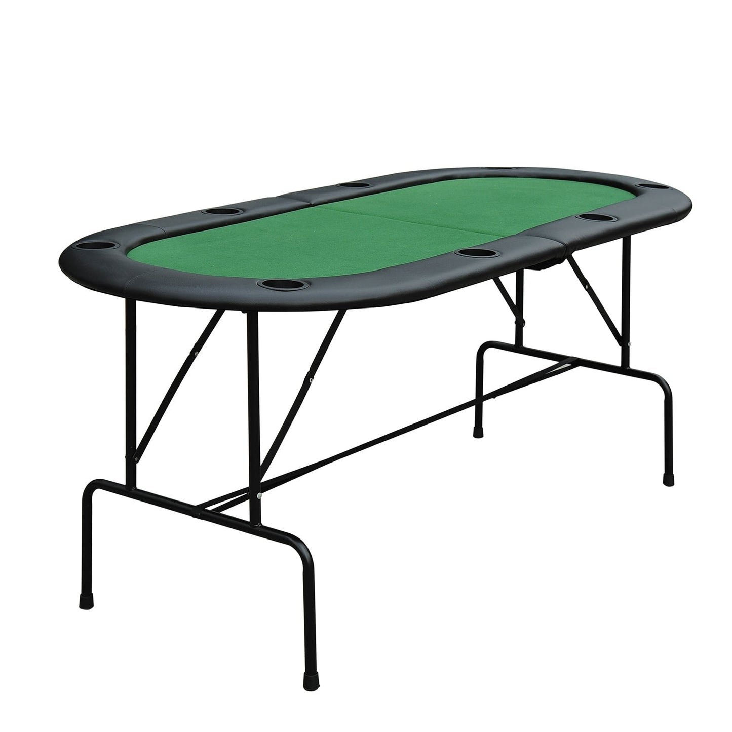 1.83m Foldable Poker Table With Chip Trays, Drink Holders