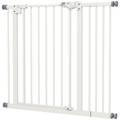 PawHut Metal 74-94cm Wide Adjustable Dog Gate White