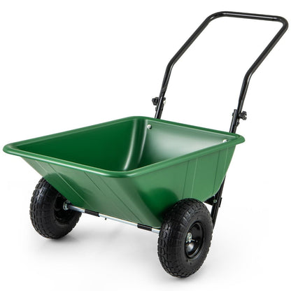 Heavy-Duty Garden Utility Cart with Pneumatic Tires Green