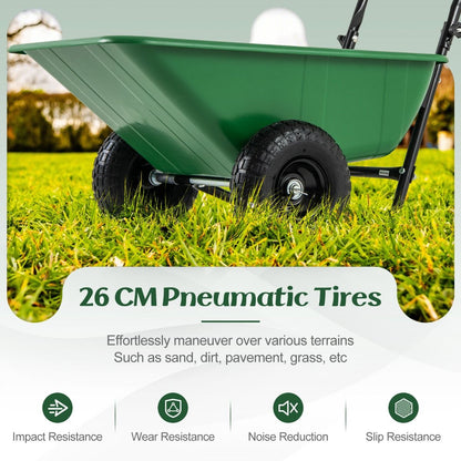 Heavy-Duty Garden Utility Cart with Pneumatic Tires Green