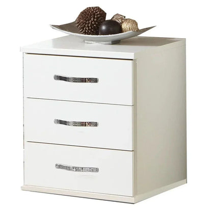 Bedside Table DEWI 3 Drawer Nightstand White 46cm