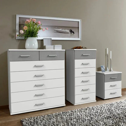 White Chest of Drawers DAYTON Tallboy Medium Chest, 6 Drawers