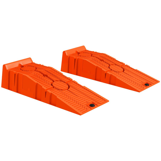 DURHAND 2 Pieces Car Ramps Heavy Duty 2.5 Ton Motorhome Levelling Ramps, Plastic Garage Workshop Car Lift, Portable Automotive Vehicle Campervan Car Ramp, Orange