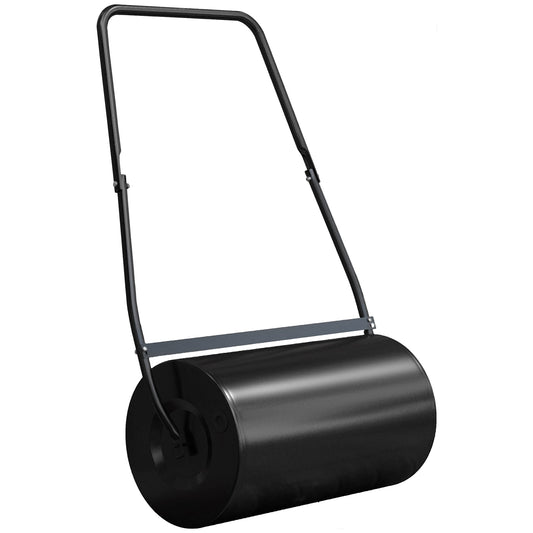 DURHAND Heavy Duty Garden Lawn Roller Push Tow Water Sand Filled 46L Equipment Manual Push Rolling Drum in Black