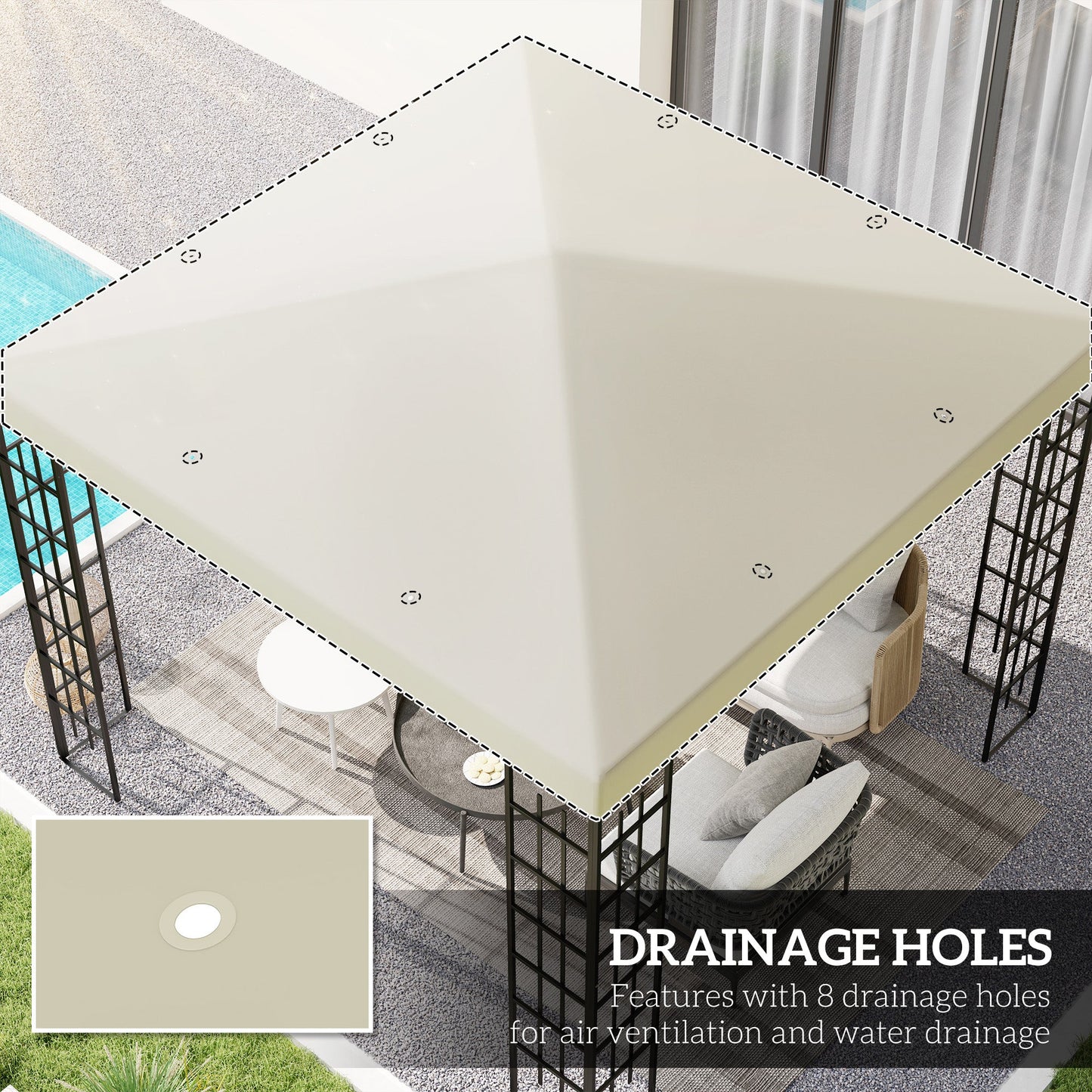 Outsunny 3 x 3(m) Altana zastępcza - kremowa