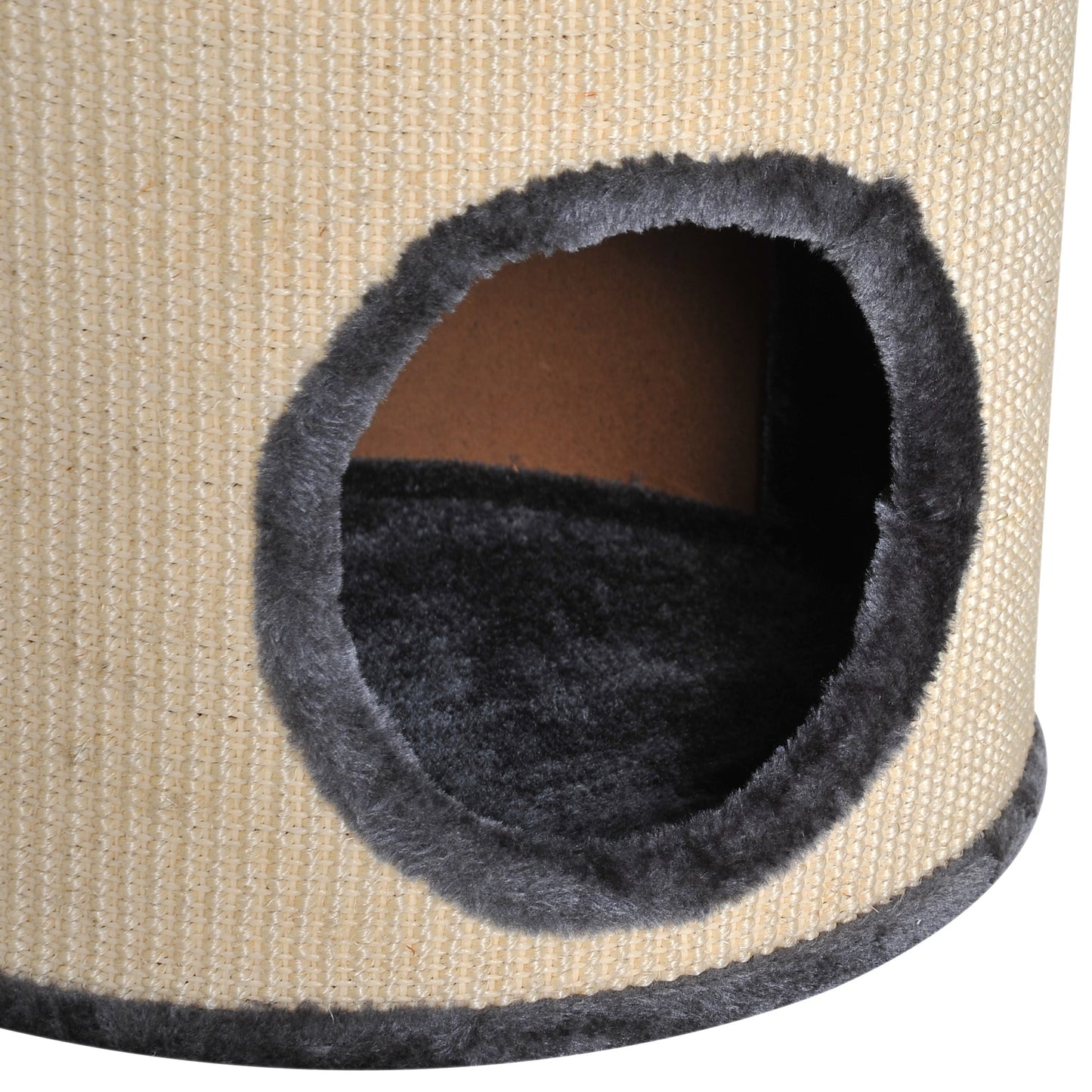 PawHut Cat Tree, Plush, Ф38x70H cm-Beige/Grey