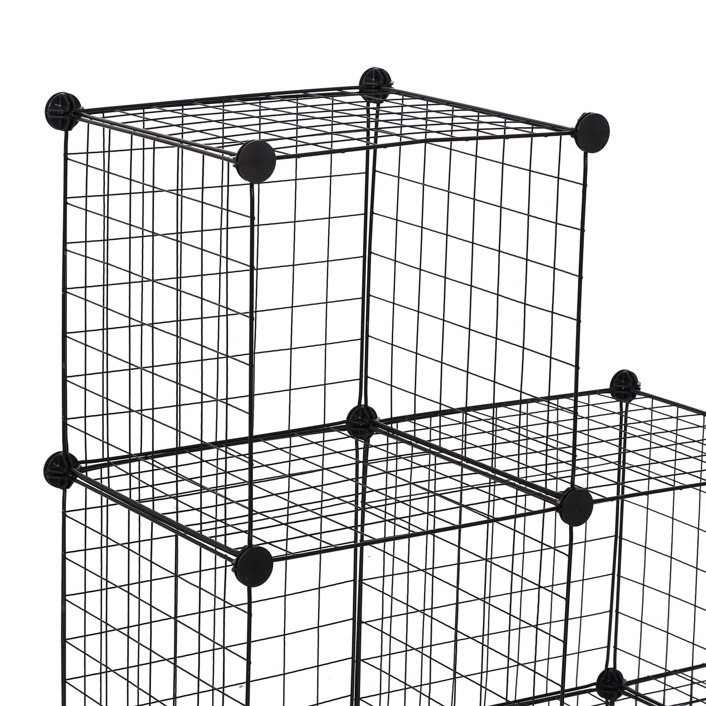 HOMCOM DIY 6 Cube Metal Wire Rack خزانة تخزين متشابكة لغرفة المعيشة منظم رفوف العرض باللون الأسود