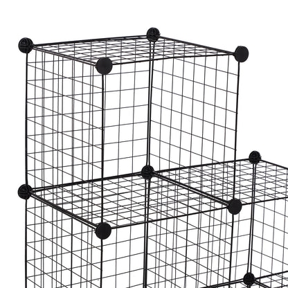 HOMCOM DIY 6 Cube Metal Wire Rack خزانة تخزين متشابكة لغرفة المعيشة منظم رفوف العرض باللون الأسود